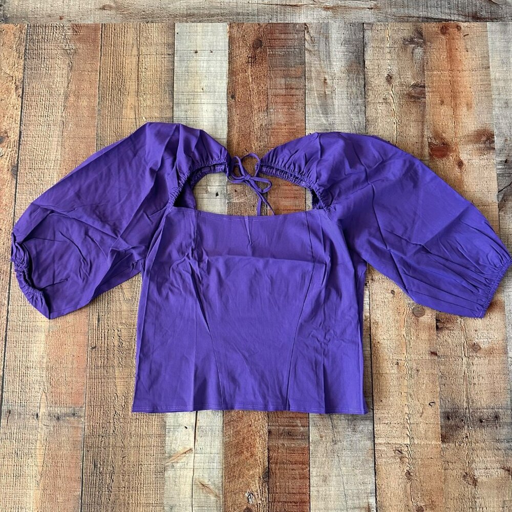 ASOS Design Curve Corset Purple Puff Sleeve Top US 16
